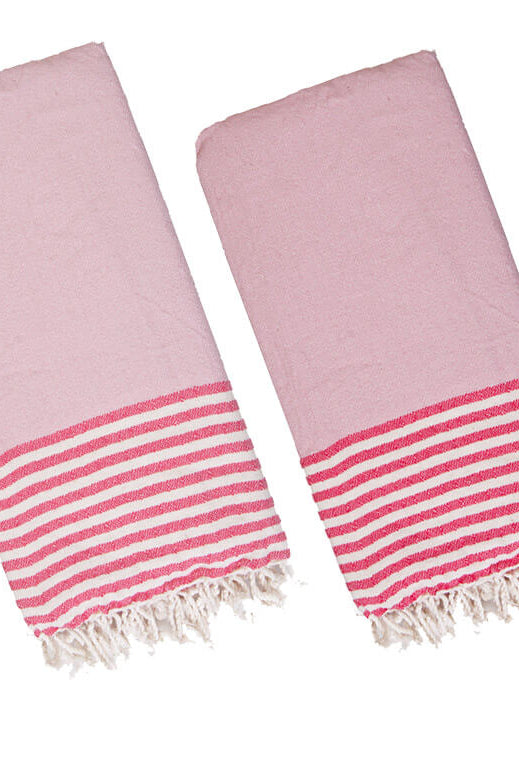 Multi COLOR LUXURY MINI TURKISH TOWEL – SET OF 2 in Fuchsia - Light Pink color made of 100% Turkish cotton Turkish Towel by buldano in Turkey