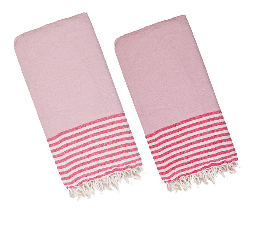 Multi COLOR LUXURY MINI TURKISH TOWEL – SET OF 2 in Fuchsia - Light Pink color made of 100% Turkish cotton Turkish Towel by buldano in Turkey