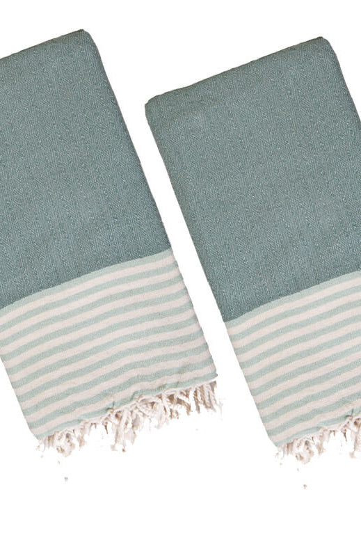 Multi COLOR LUXURY MINI TURKISH TOWEL – SET OF 2 in Mint - Almond Green color made of 100% Turkish cotton Turkish Towel by buldano in Turkey