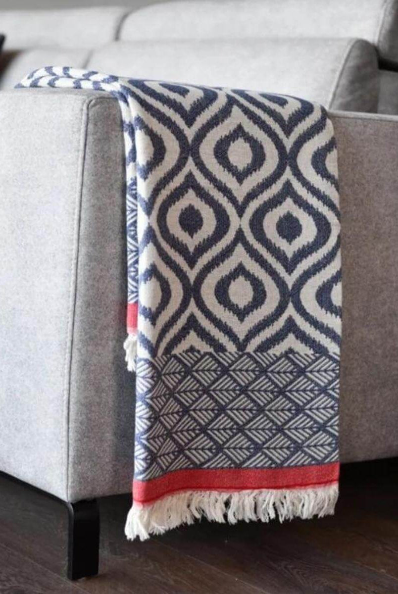 Jacquard Weave Super Soft Blanket in color made of 100% Turkish cotton Throw by buldano in Turkey