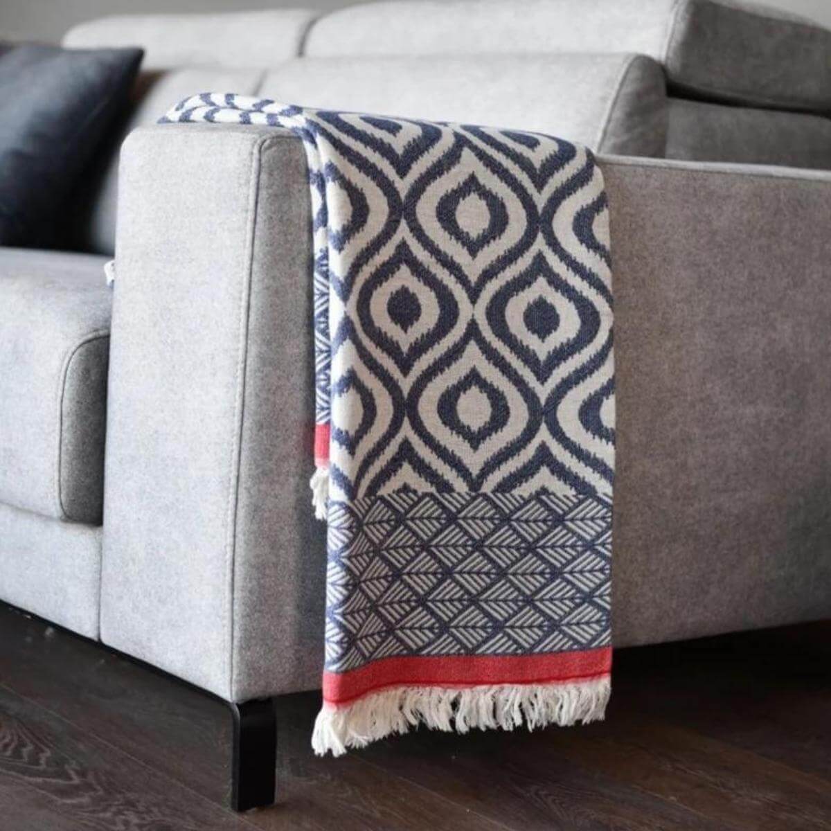 Jacquard Weave Super Soft Blanket in color made of 100% Turkish cotton Throw by buldano in Turkey