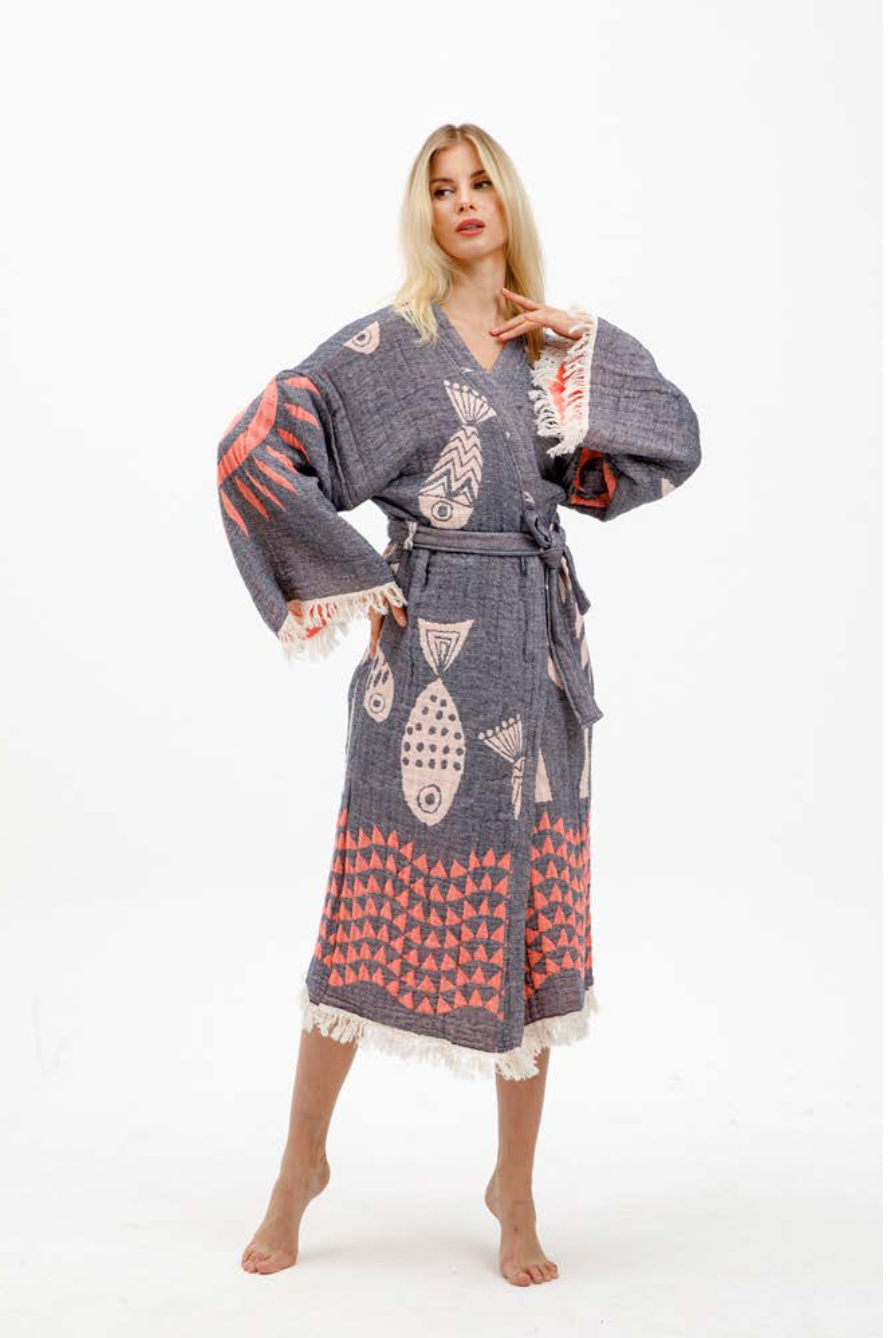 Big Fish Kimono in color made of 100% Turkish cotton Kimono by buldano in Turkey