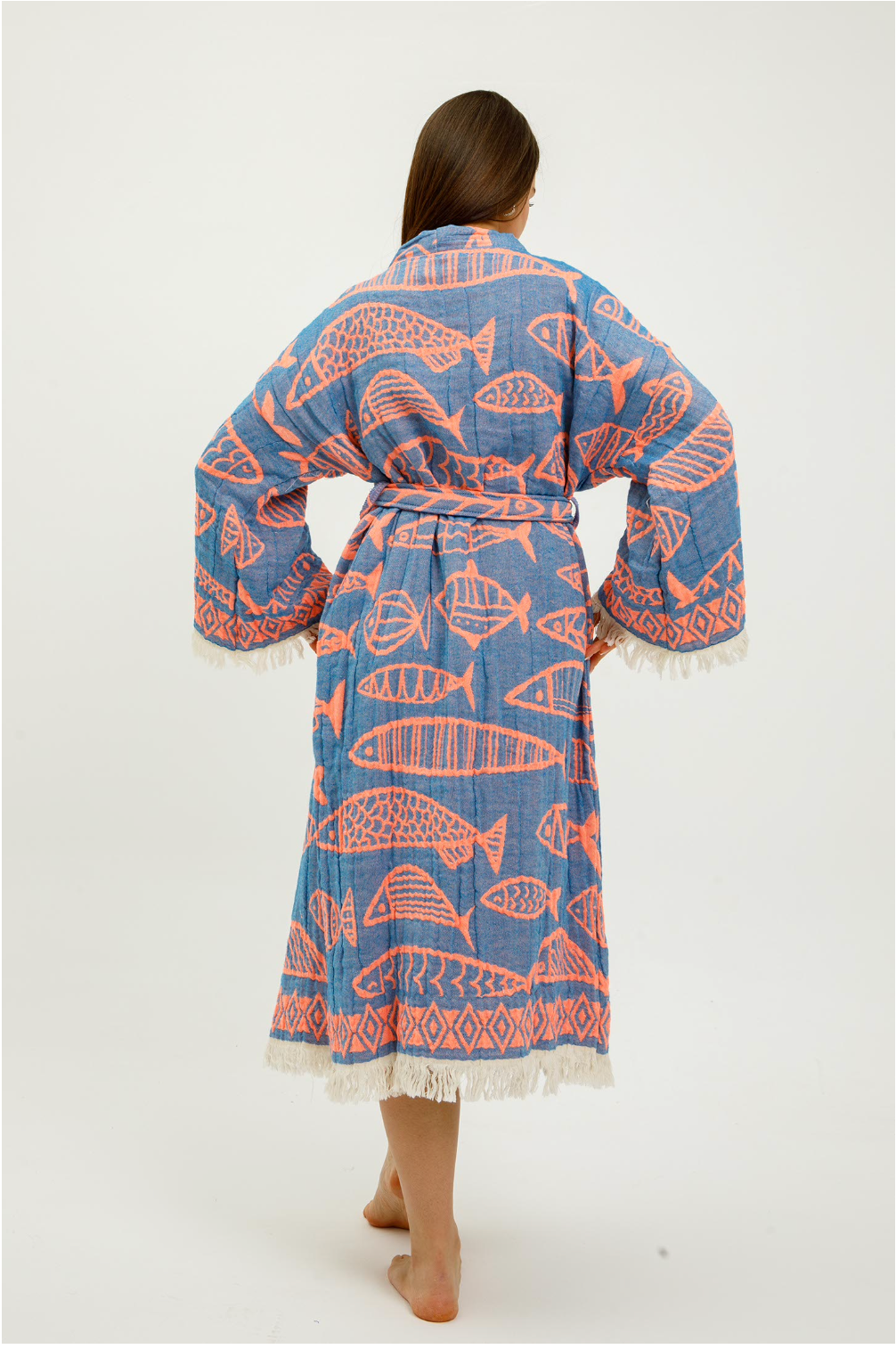 Big Fish Kimono in Blue color made of 100% Turkish cotton Kimono by buldano in Turkey