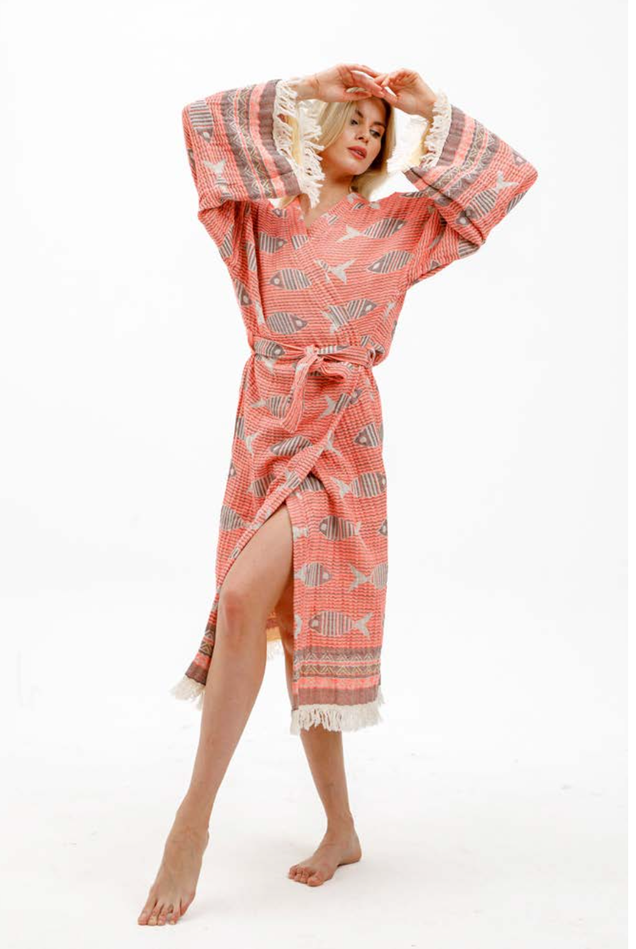 Fish Kimono in color made of 100% Turkish cotton Kimono by buldano in Turkey