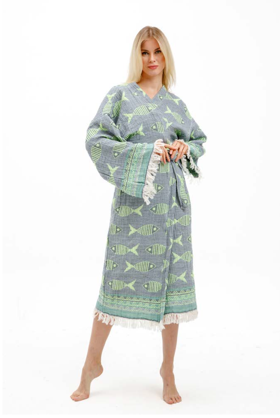 Fish Kimono in color made of 100% Turkish cotton Kimono by buldano in Turkey