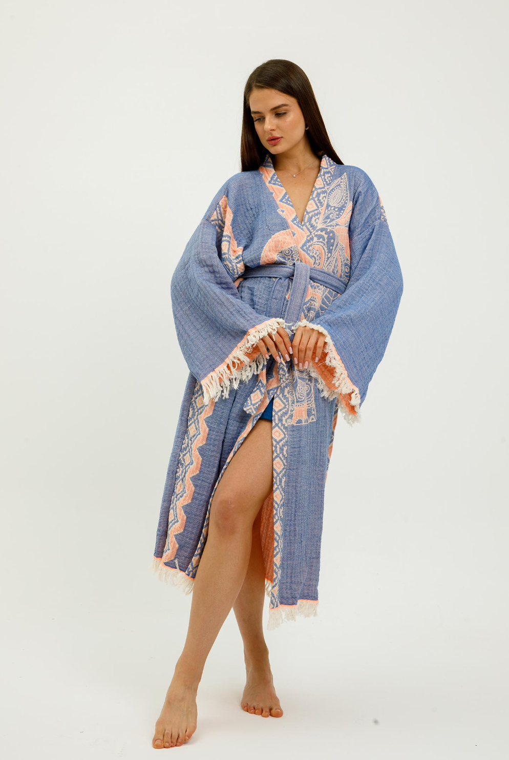 Jungle Kimono Elephant in color made of 100% Turkish cotton Kimono by buldano in Turkey