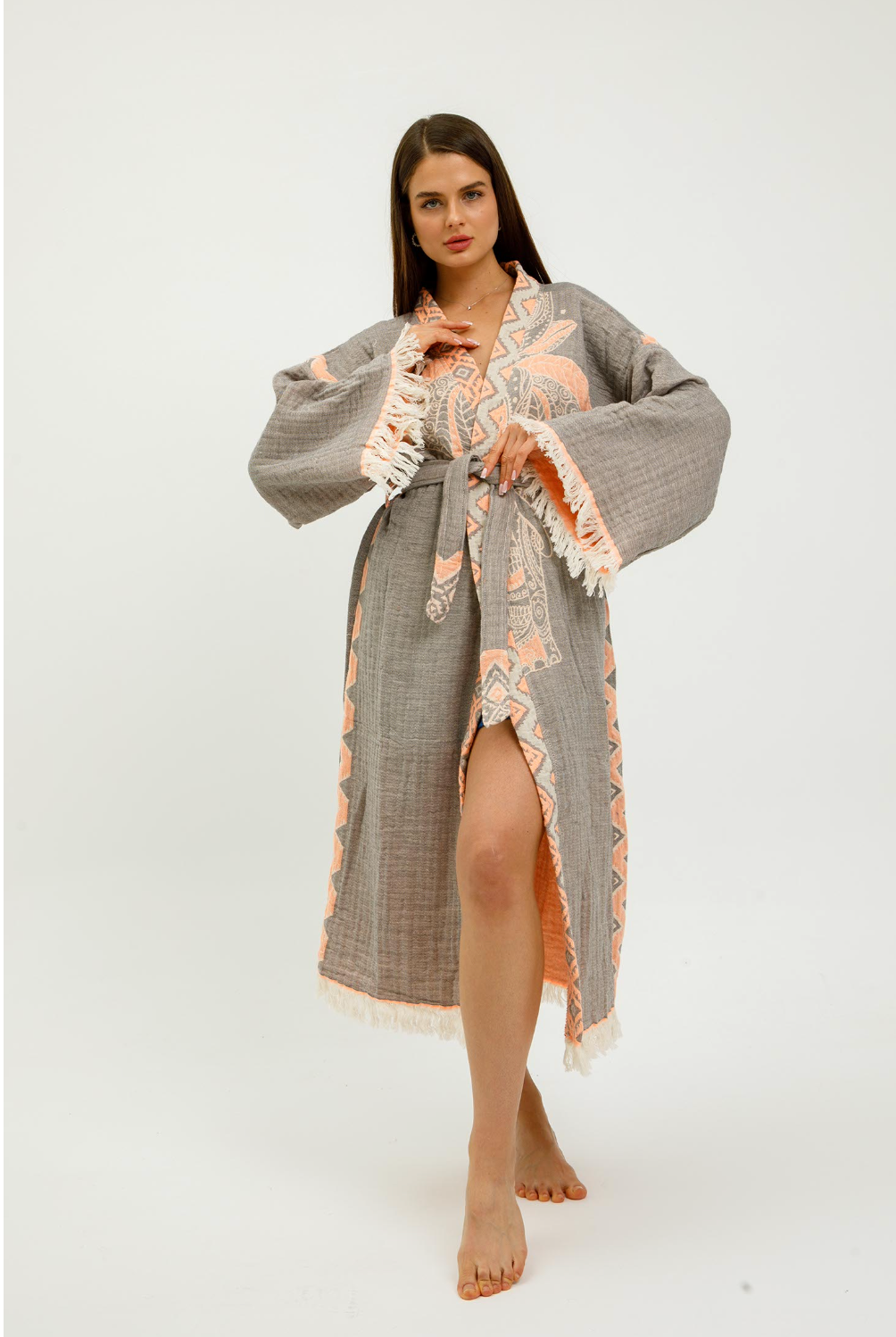 Jungle Kimono Elephant in color made of 100% Turkish cotton Kimono by buldano in Turkey