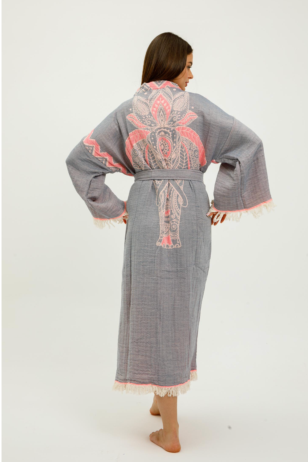 Jungle Kimono Elephant in color made of 100% Turkish cotton Kimono by buldano in Turkey