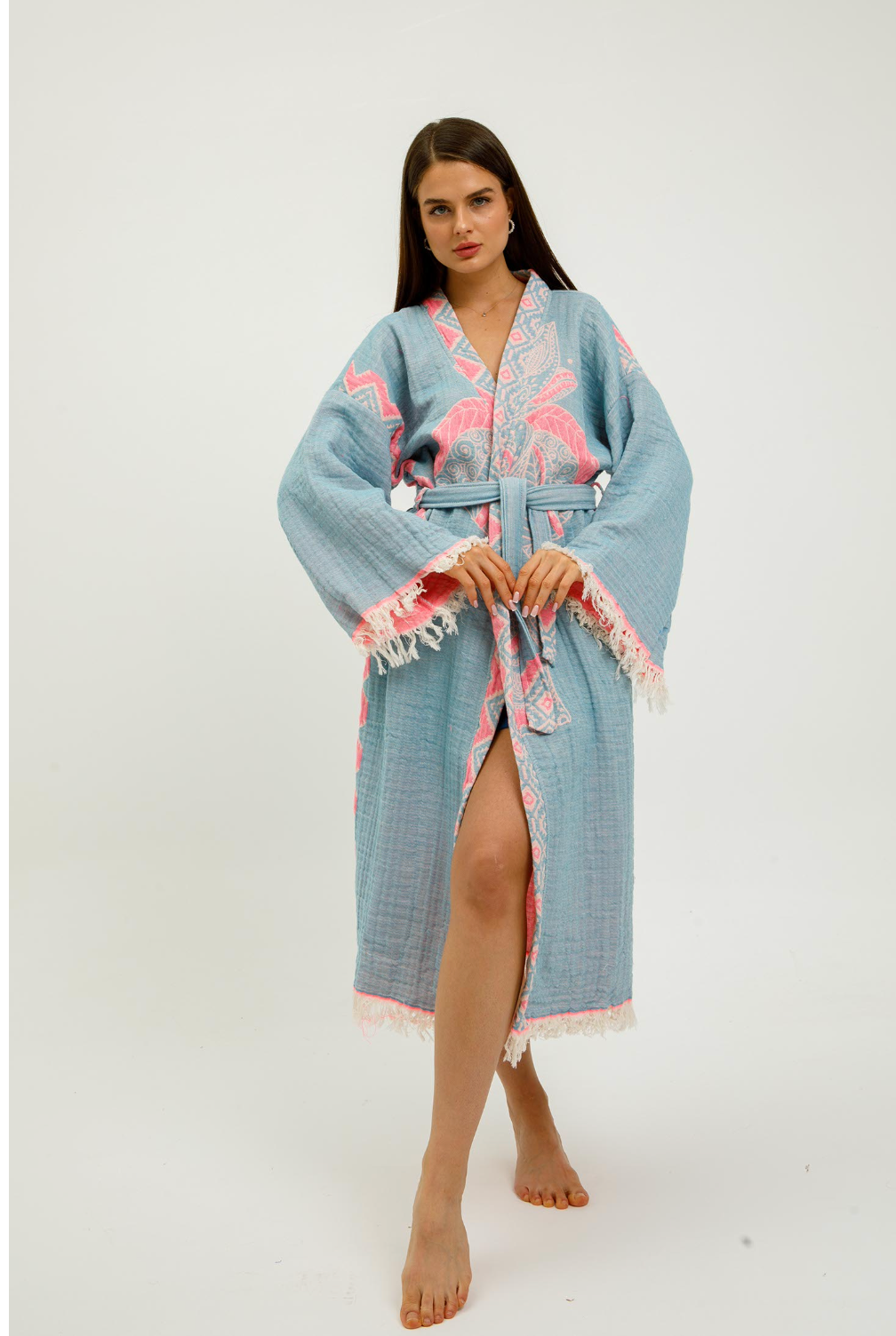 Jungle Kimono Elephant in color made of 100% Turkish cotton Kimono by buldano in Turkey