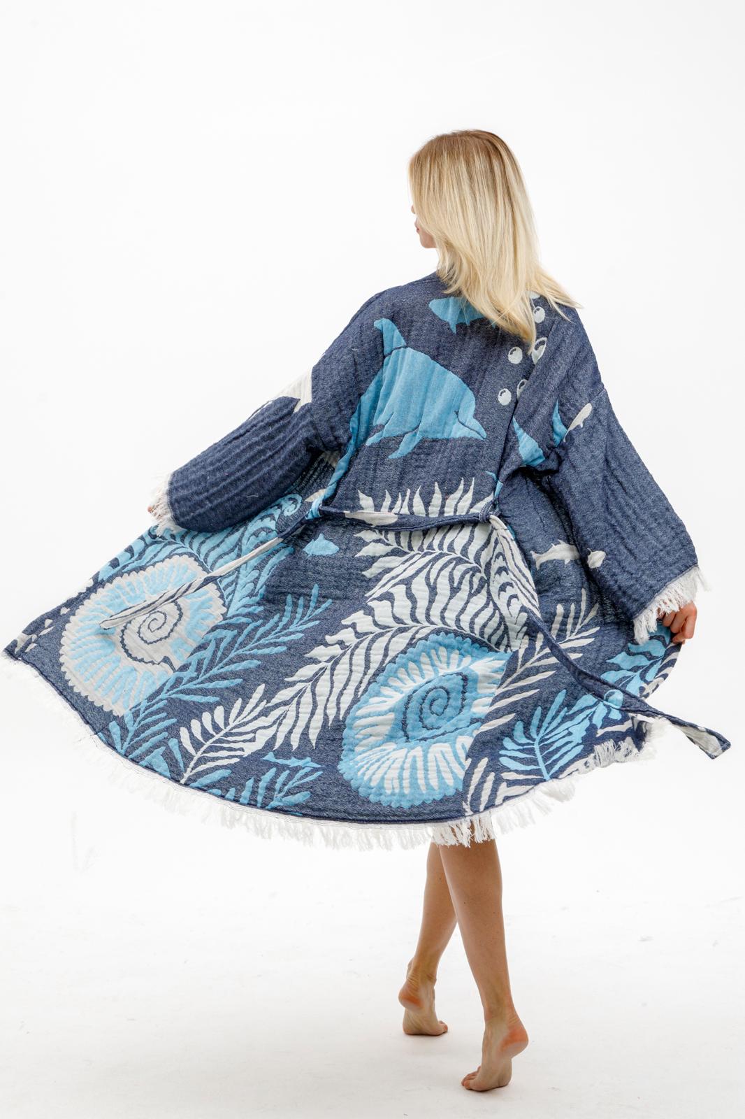 Ocean Kimono in color made of 100% Turkish cotton Kimono by buldano in Turkey