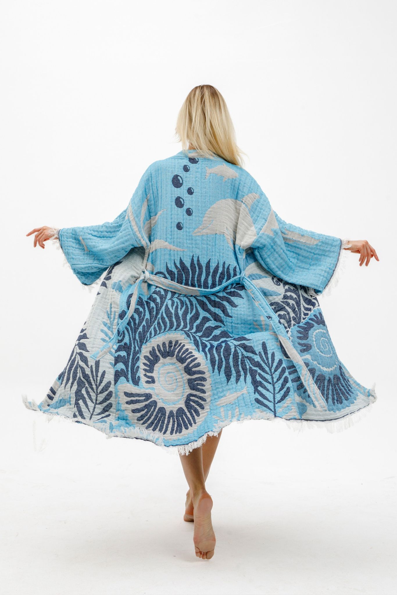 Ocean Kimono in Turquoise color made of 100% Turkish cotton Kimono by buldano in Turkey