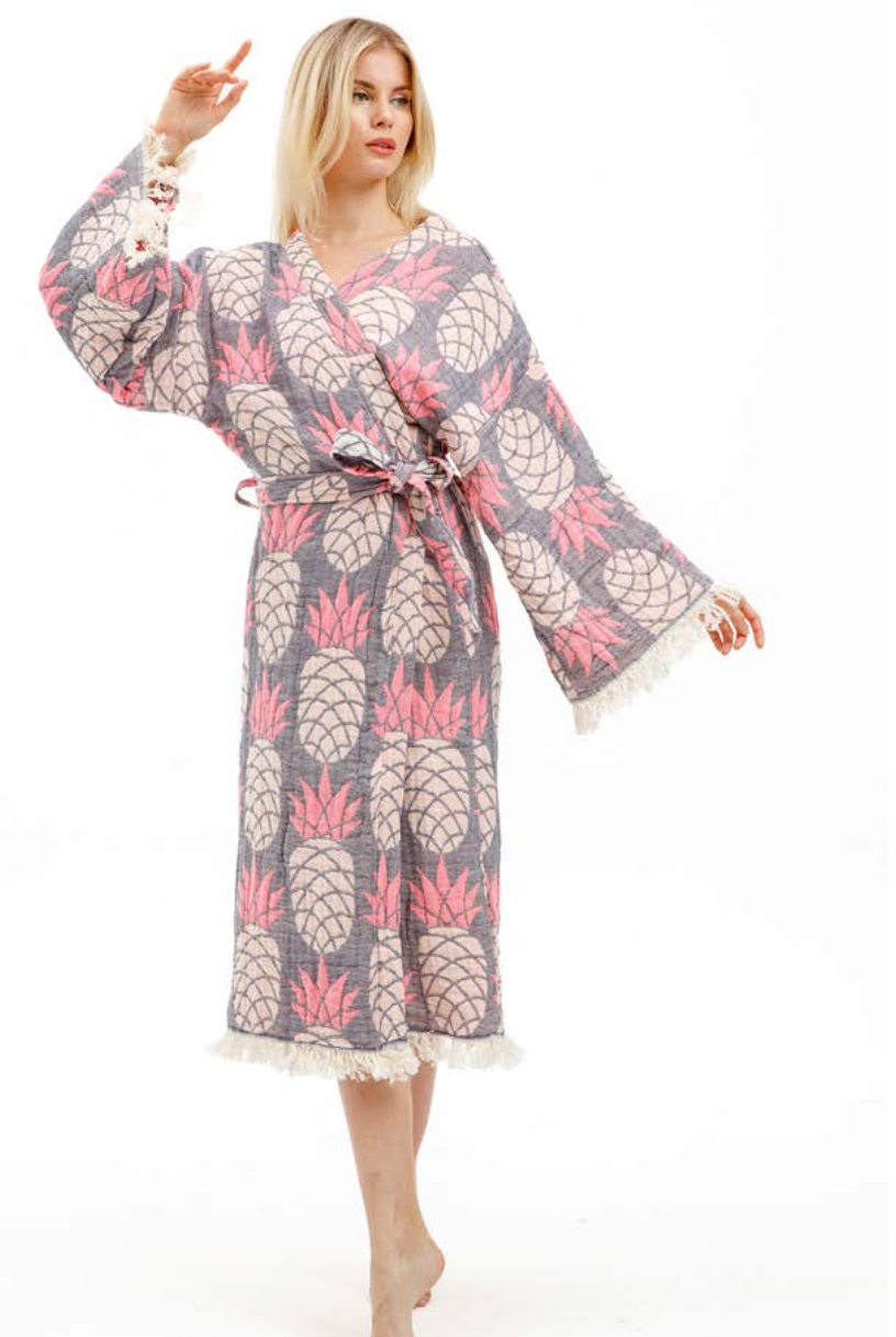 Pineapple Kimono in Dark Grey color made of 100% Turkish cotton Kimono by buldano in Turkey