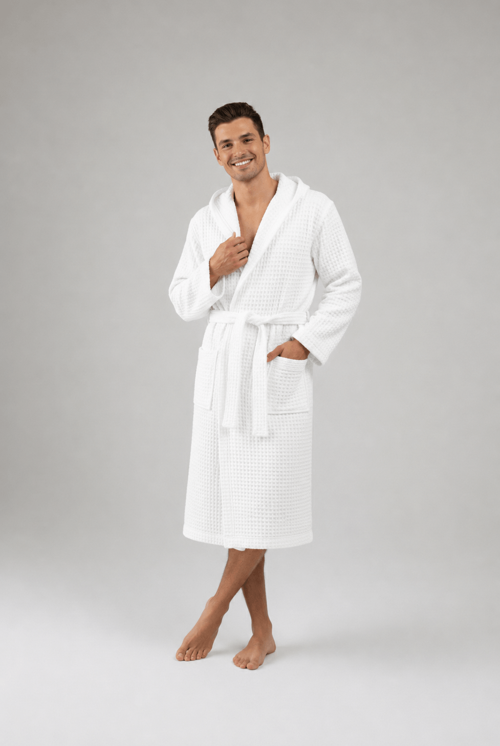 Organic Turkish Cotton Waffle Bathrobe – Lightweight Spa Robe for Men & Women in color made of 100% Turkish cotton Turkish Towel Robe by buldano in Turkey