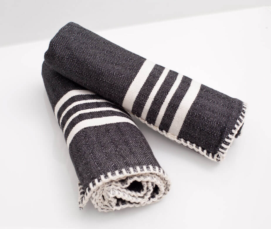 FARMHOUSE HAND TOWEL , WITHOUT FRINGES ( SET OF 2 ) in color made of 100% Turkish cotton Turkish Towel by buldano in Turkey