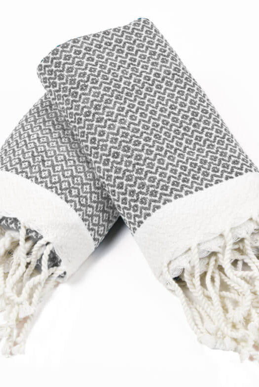 DIAMOND MINI TOWEL ( SET OF 2 ) in Grey color made of 100% Turkish cotton Turkish Towel by buldano in Turkey