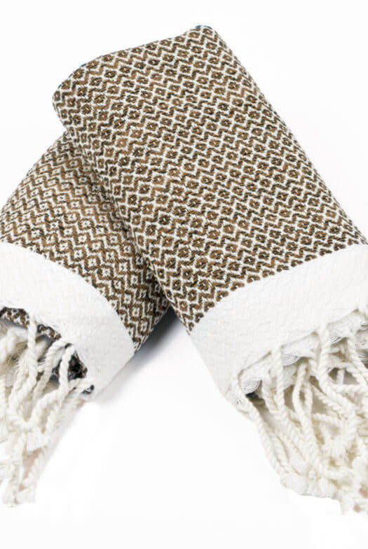 DIAMOND MINI TOWEL ( SET OF 2 ) in Latte color made of 100% Turkish cotton Turkish Towel by buldano in Turkey