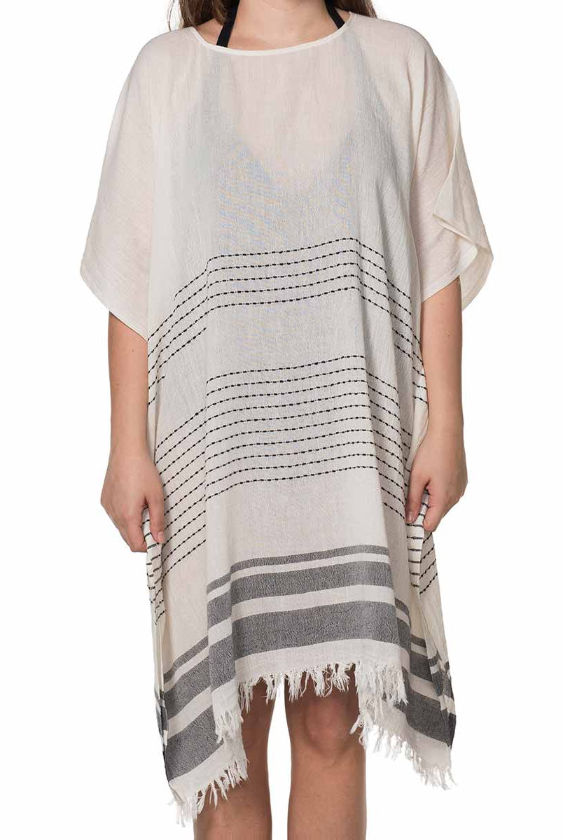 Stitched Tunic with Black Stripes in color made of 100% Turkish cotton Tunic by buldano in Turkey