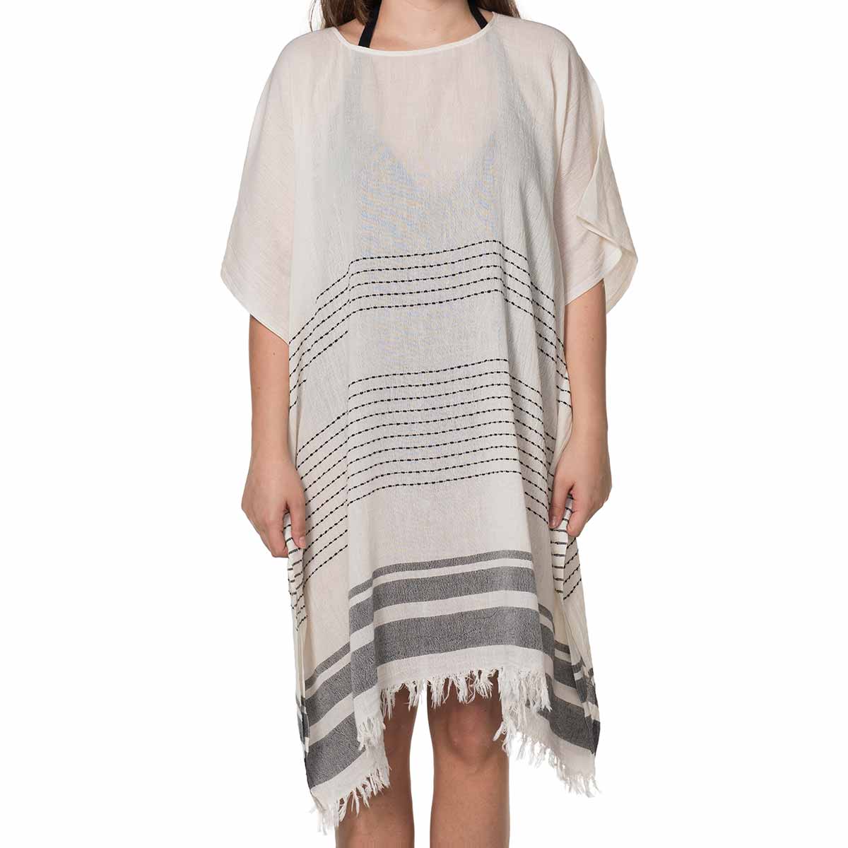 Stitched Tunic with Black Stripes in color made of 100% Turkish cotton Tunic by buldano in Turkey