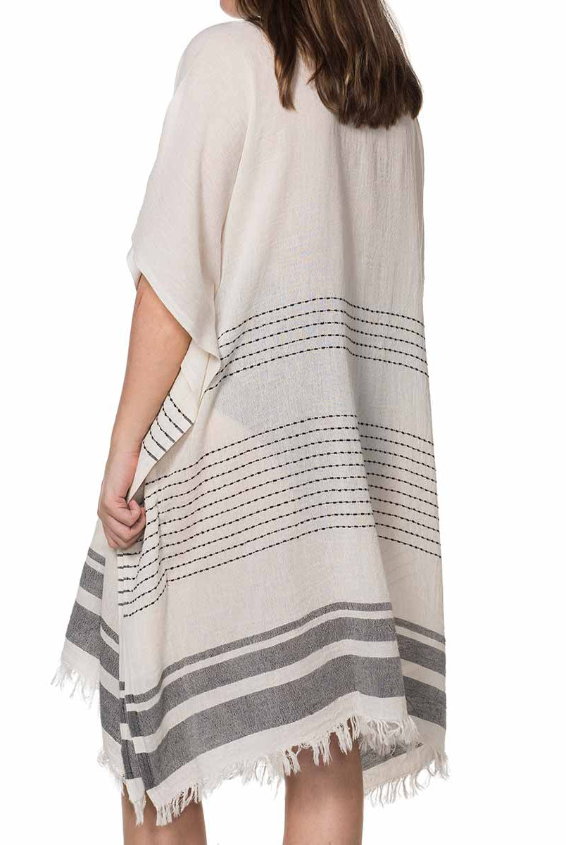 Stitched Tunic with Black Stripes in color made of 100% Turkish cotton Tunic by buldano in Turkey