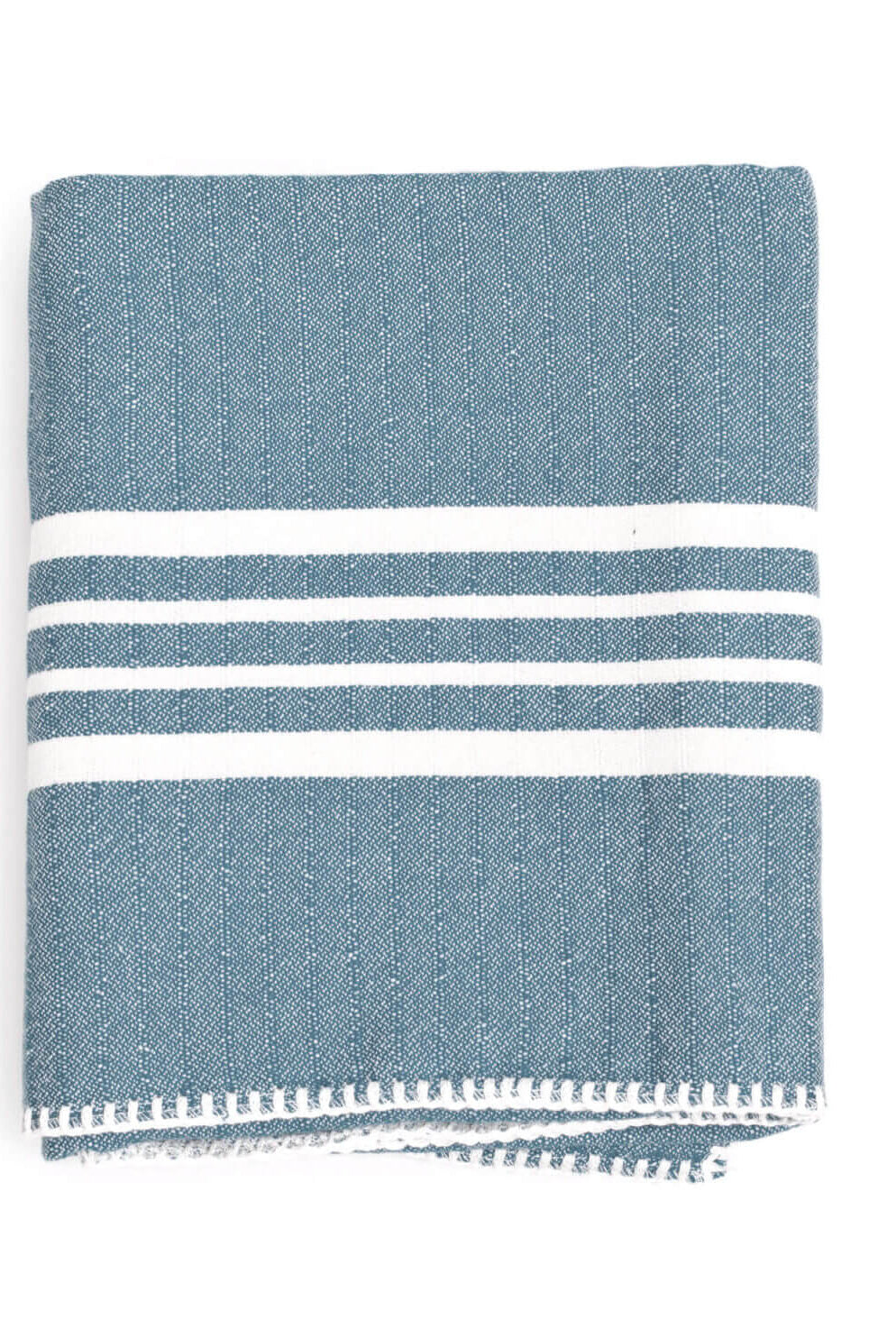 Farm House Turkish Towel without Fringe in Air Blue color made of 100% Turkish cotton by buldano in Turkey