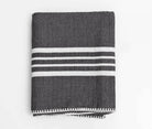 Farm House Turkish Towel without Fringe in Black color made of 100% Turkish cotton by buldano in Turkey