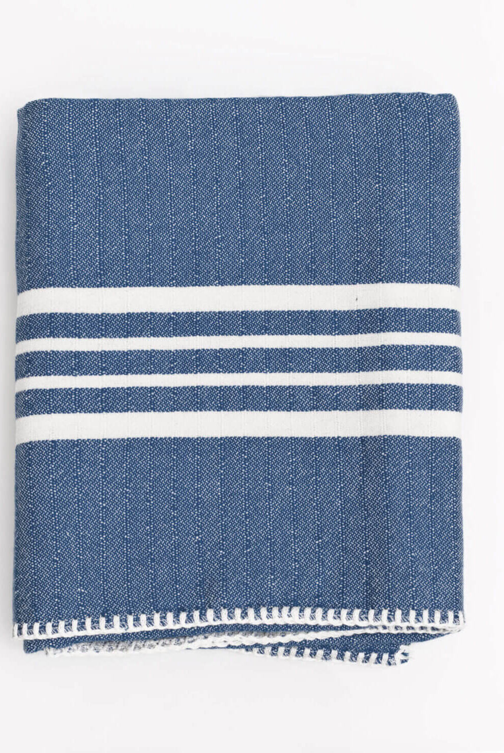 Farm House Turkish Towel without Fringe in Navy color made of 100% Turkish cotton by buldano in Turkey