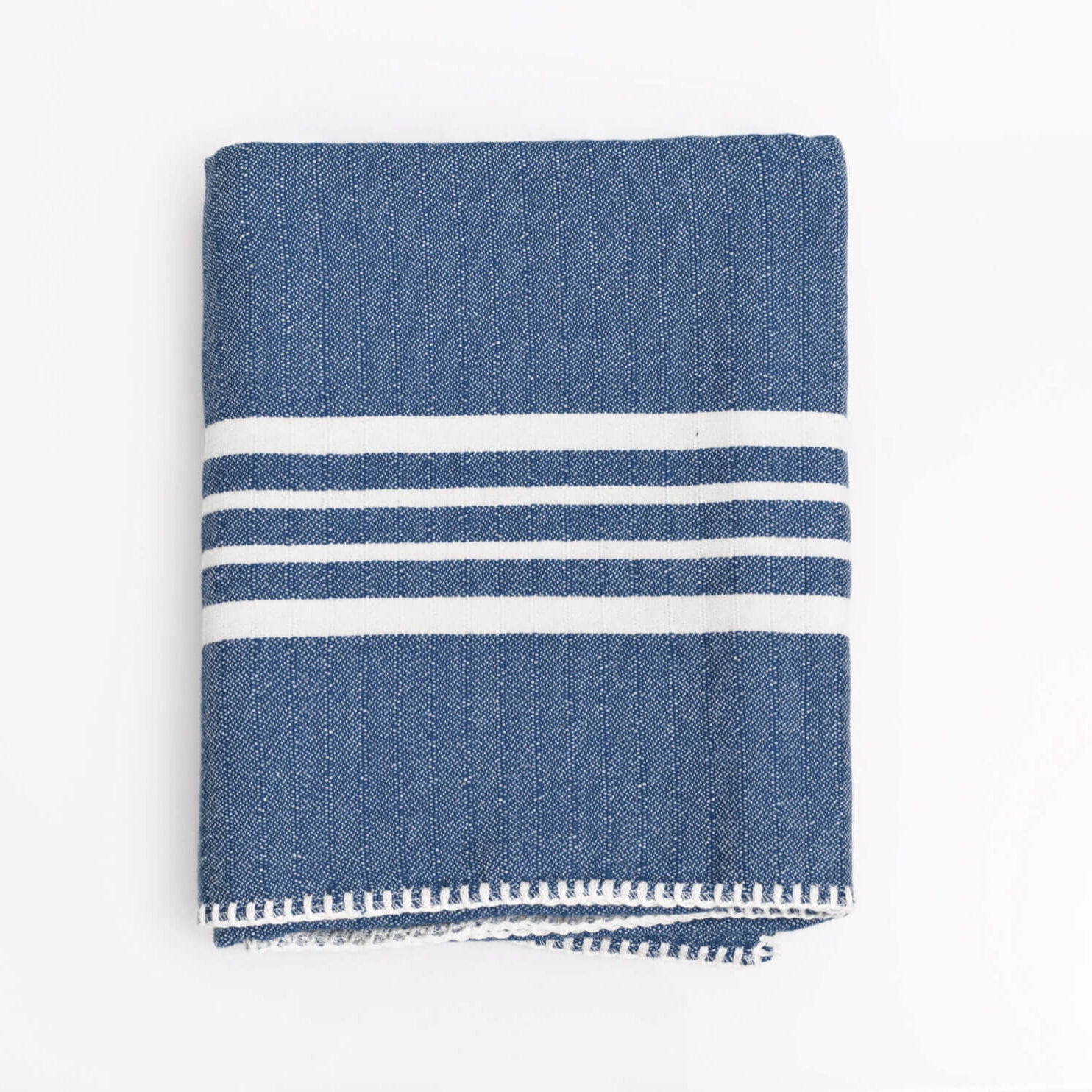 Farm House Turkish Towel without Fringe in Navy color made of 100% Turkish cotton by buldano in Turkey