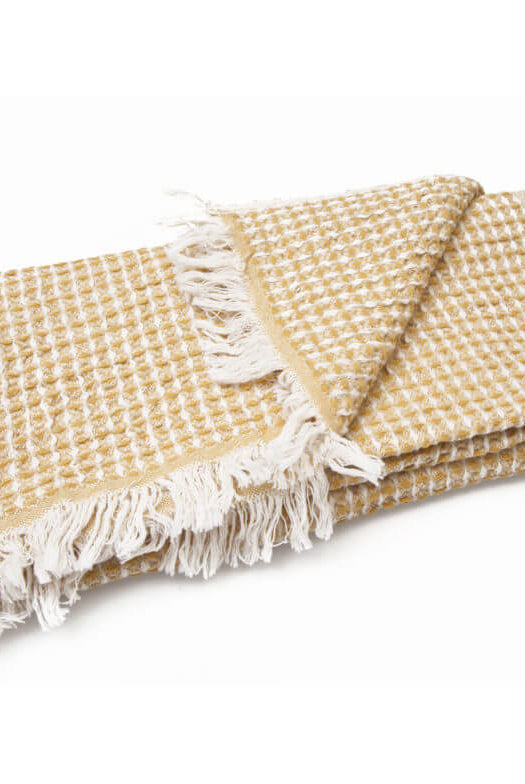 Super Soft Waffle Turkish Towel in Yellow color made of 100% Turkish cotton Turkish Towel by buldano in Turkey