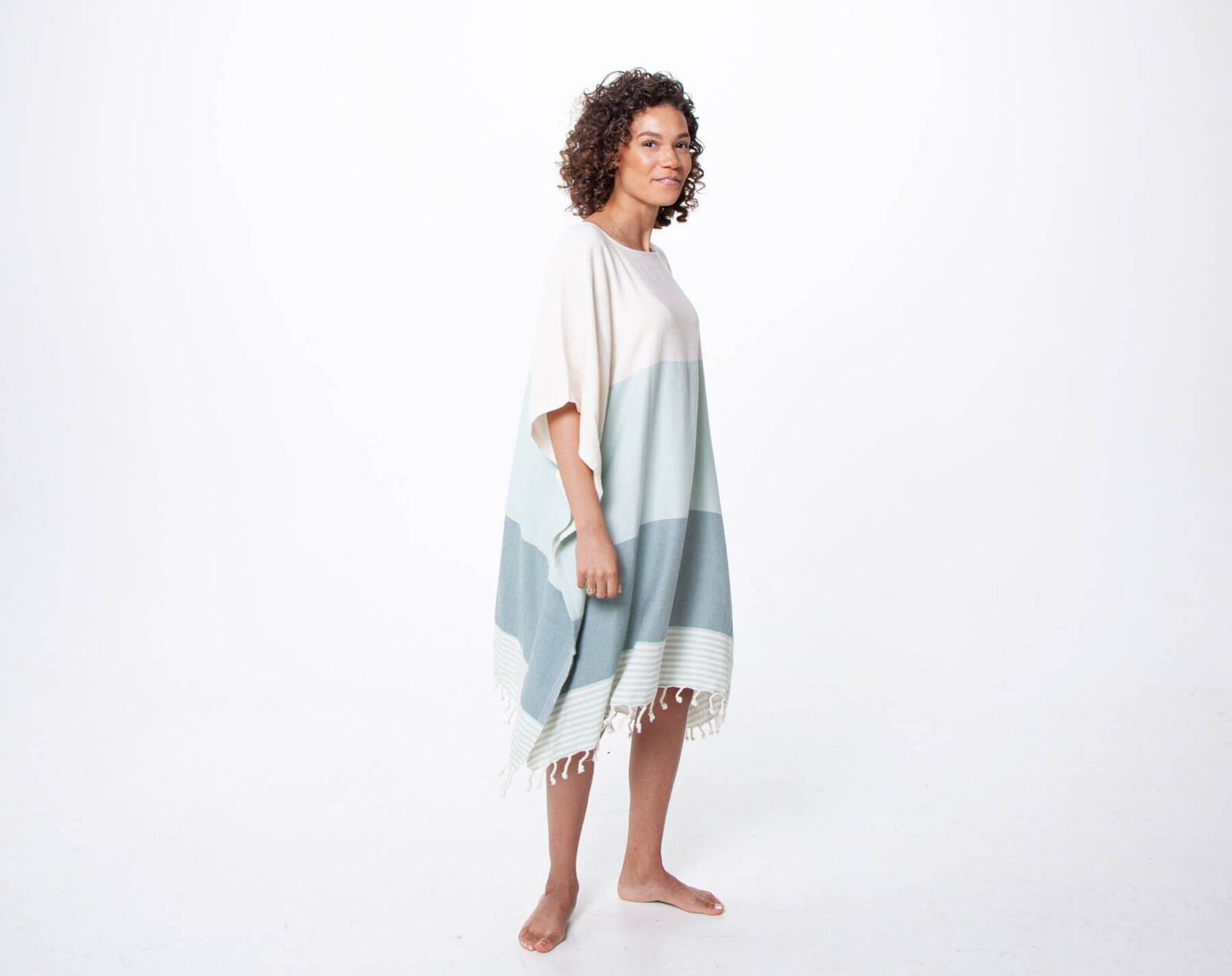 Multi Color Tunic Beach Cover Up in Mint Almond Green color made of 100% Turkish cotton Tunic by buldano in Turkey