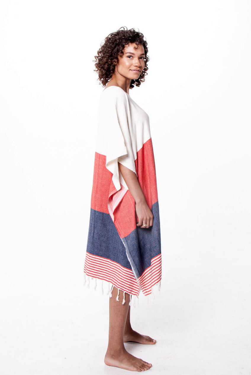 Multi Color Tunic Beach Cover Up in color made of 100% Turkish cotton Tunic by buldano in Turkey