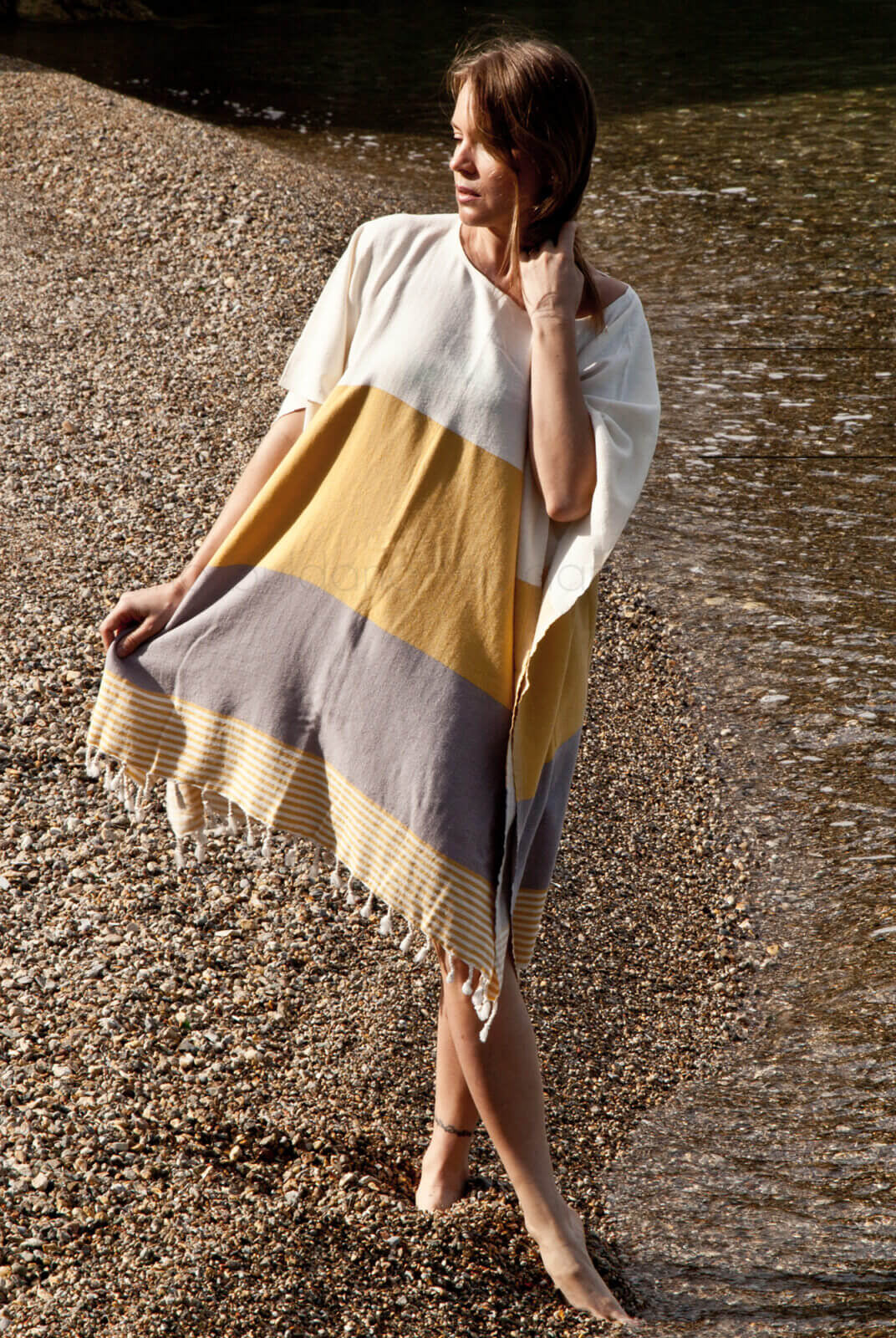 Multi Color Tunic Beach Cover Up in color made of 100% Turkish cotton Tunic by buldano in Turkey