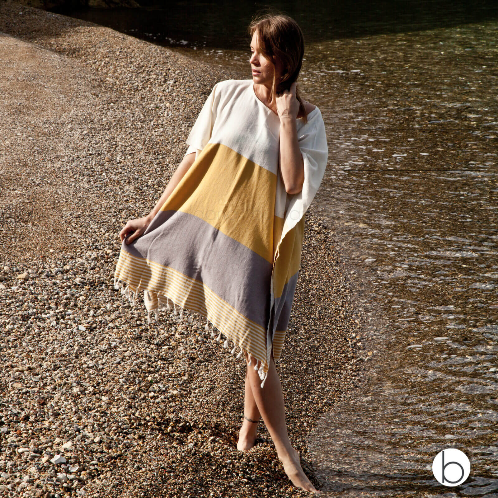 Multi Color Tunic Beach Cover Up in color made of 100% Turkish cotton Tunic by buldano in Turkey