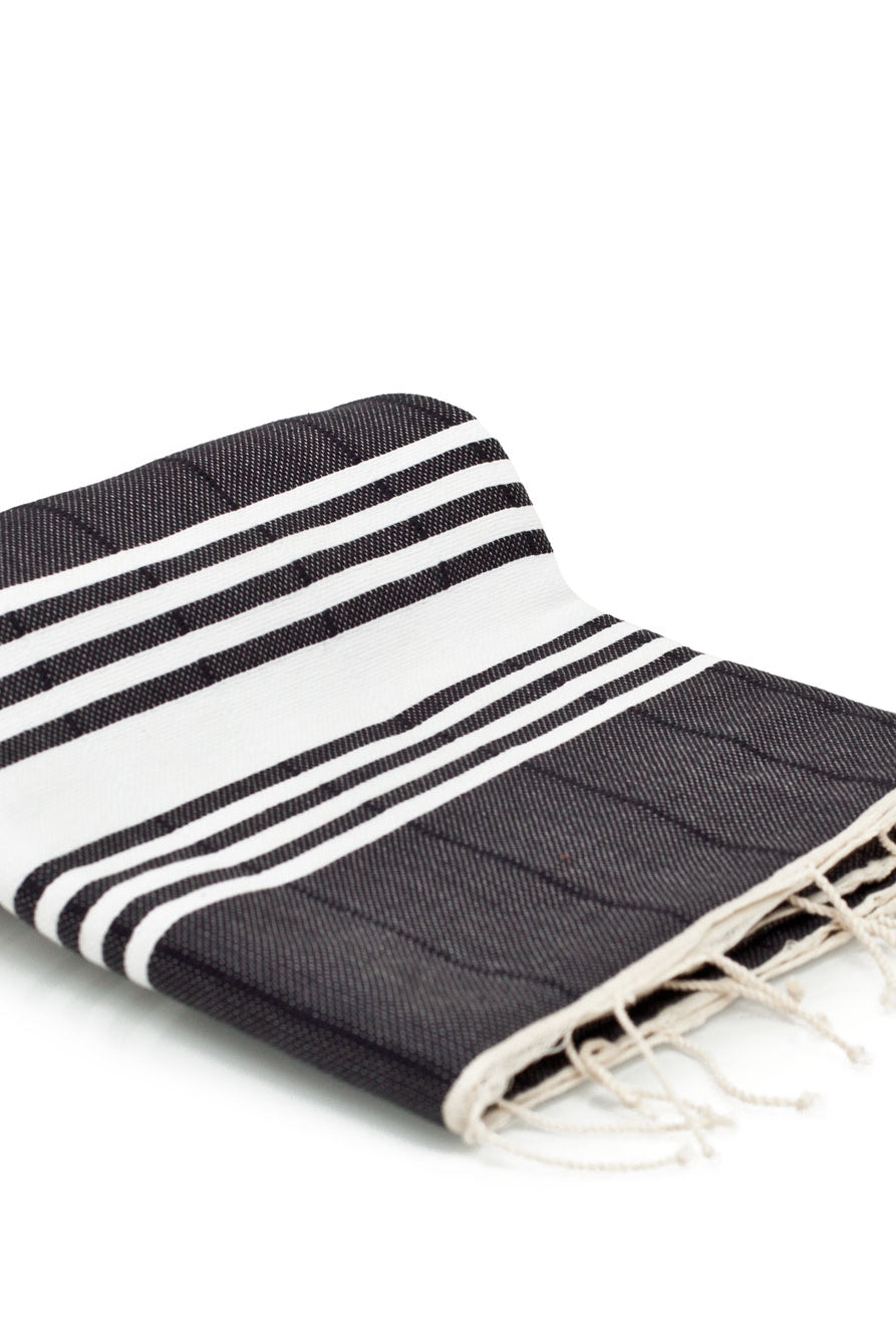 Double Woven Turkish Towel - SAMPLE SALE in Black color made of 100% Turkish cotton Turkish Towel by buldano in Turkey