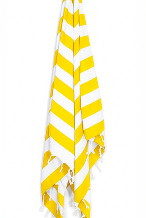 BOLD STRIPED PREMIUM TURKISH TOWEL in Yellow color made of 100% Turkish cotton by buldano in Turkey