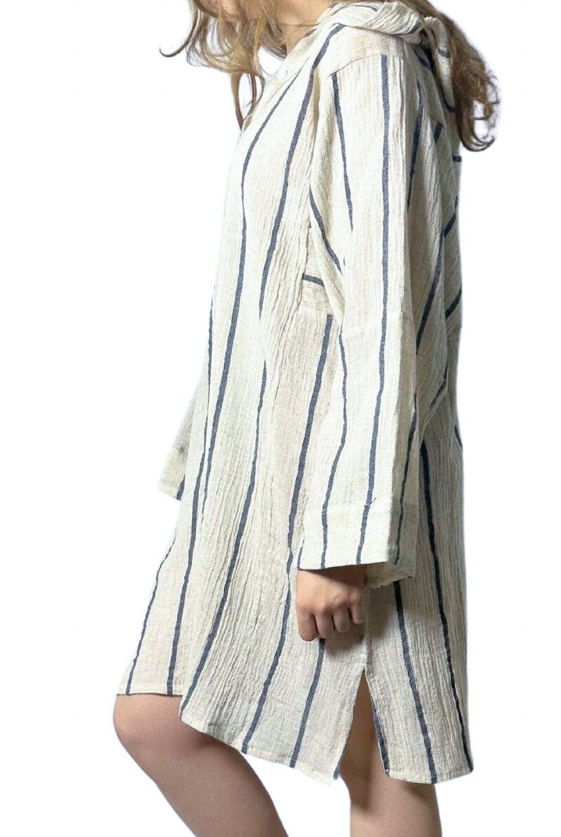 Long Sleeve Poncho Beach Cover Up in color made of 100% Turkish cotton Poncho by buldano in Turkey