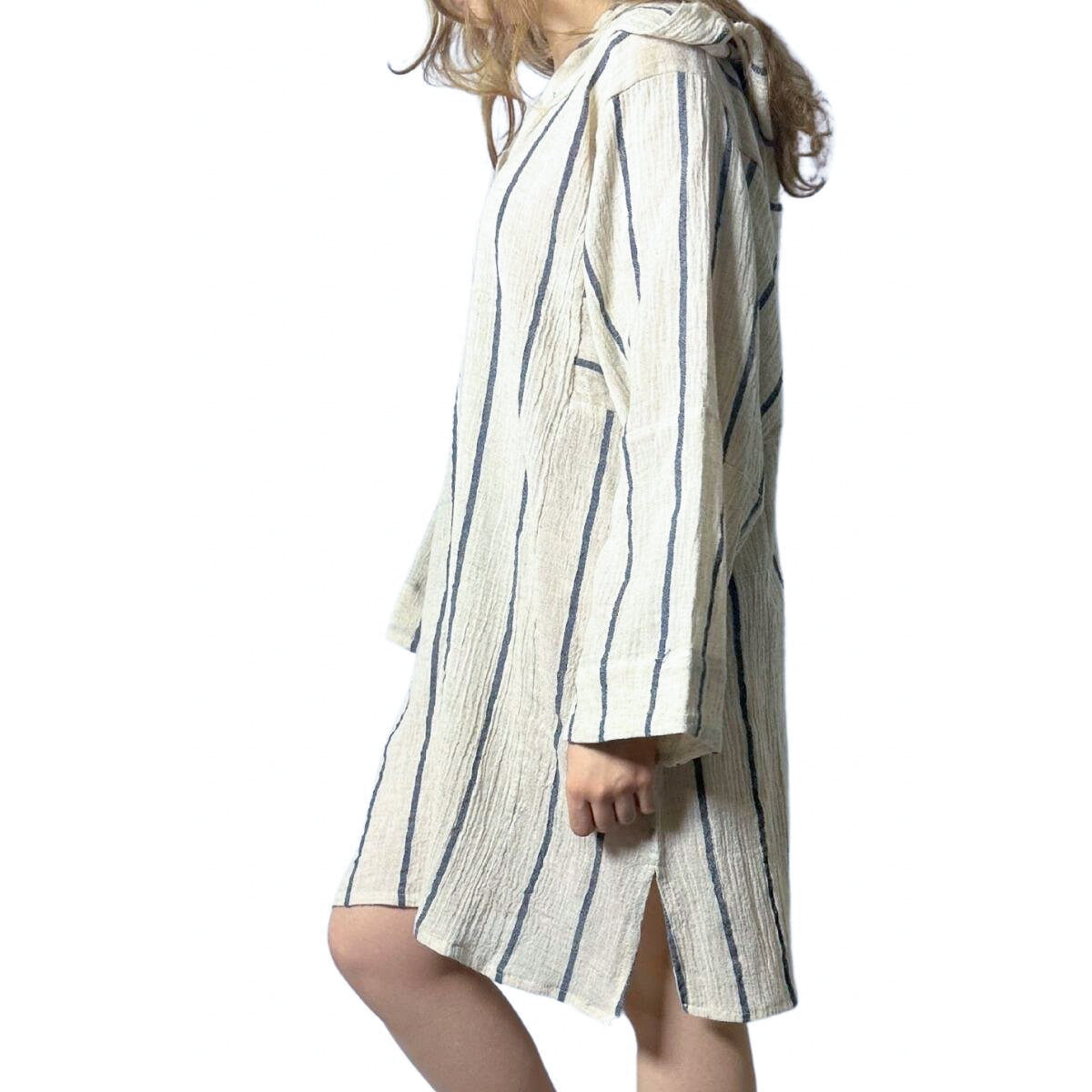 Long Sleeve Poncho Beach Cover Up in color made of 100% Turkish cotton Poncho by buldano in Turkey