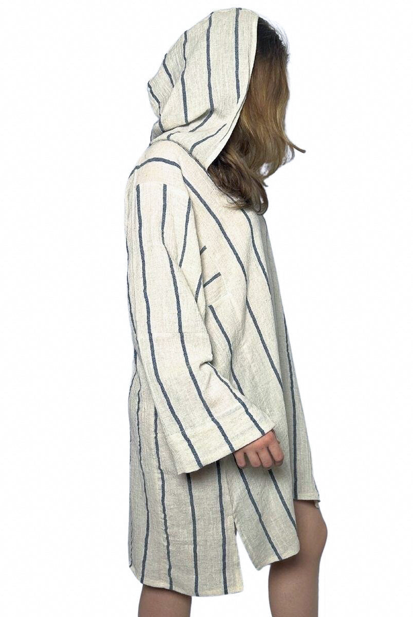 Long Sleeve Poncho Beach Cover Up in color made of 100% Turkish cotton Poncho by buldano in Turkey