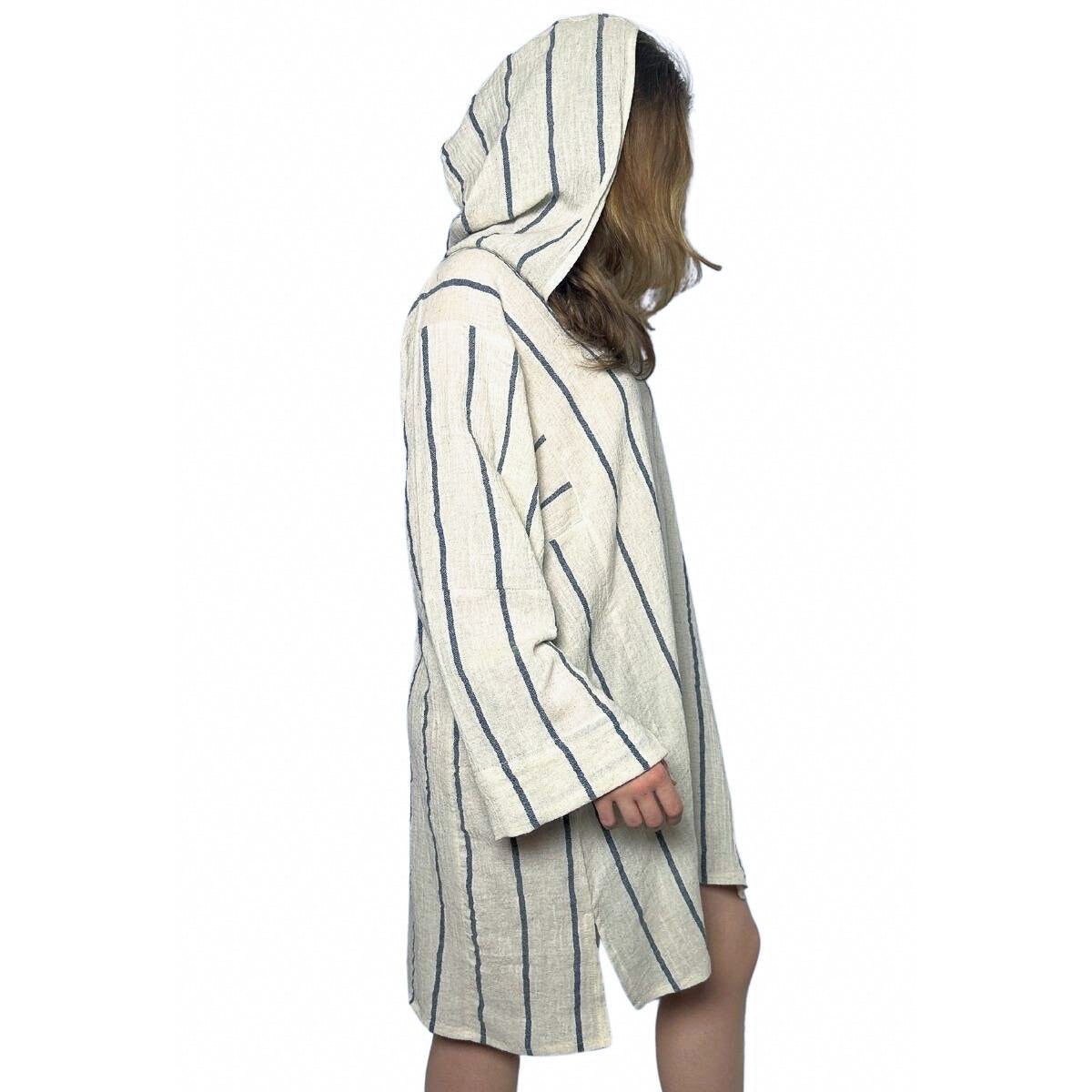 Long Sleeve Poncho Beach Cover Up in color made of 100% Turkish cotton Poncho by buldano in Turkey