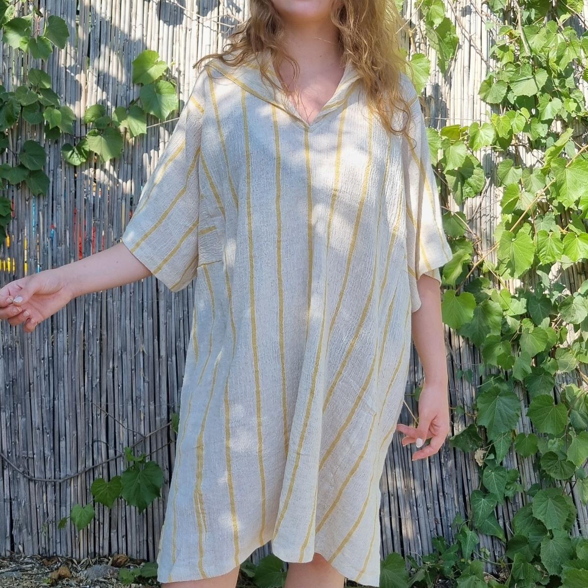 Long Sleeve Poncho Beach Cover Up in color made of 100% Turkish cotton Poncho by buldano in Turkey