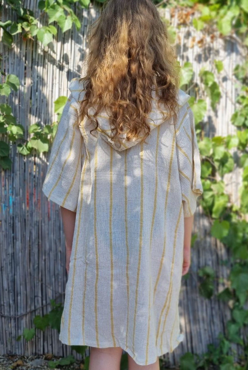 Long Sleeve Poncho Beach Cover Up in color made of 100% Turkish cotton Poncho by buldano in Turkey