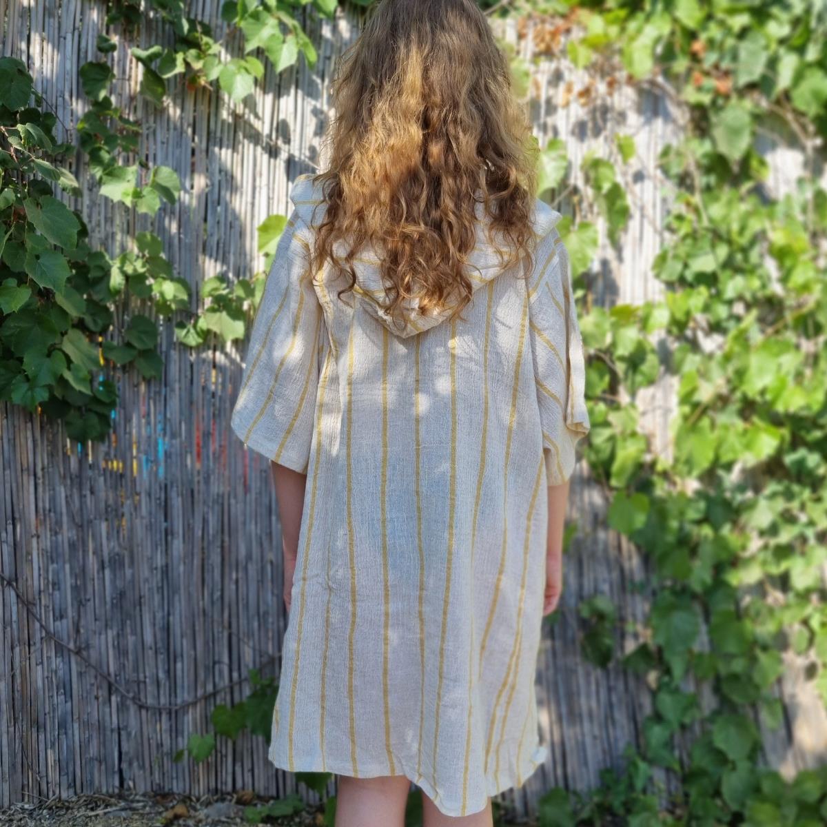 Long Sleeve Poncho Beach Cover Up in color made of 100% Turkish cotton Poncho by buldano in Turkey