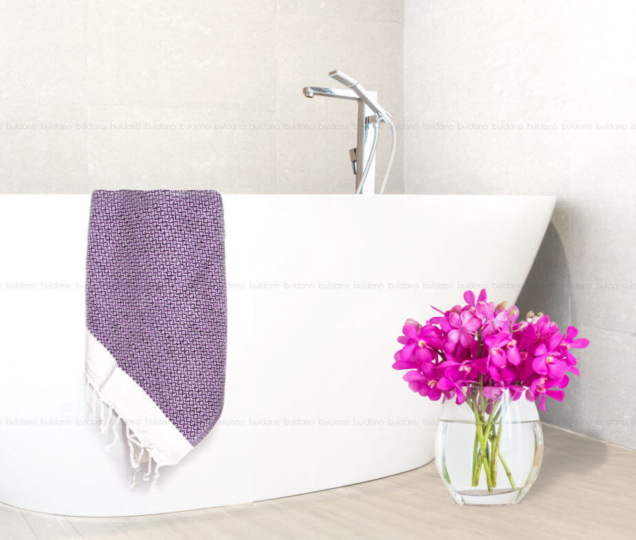 DIAMOND PREMIUM PESHTEMAL in Purple color made of 100% Turkish cotton by buldano in Turkey