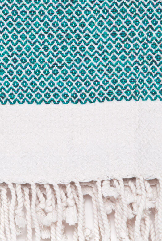 DIAMOND PREMIUM PESHTEMAL in Teal color made of 100% Turkish cotton by buldano in Turkey