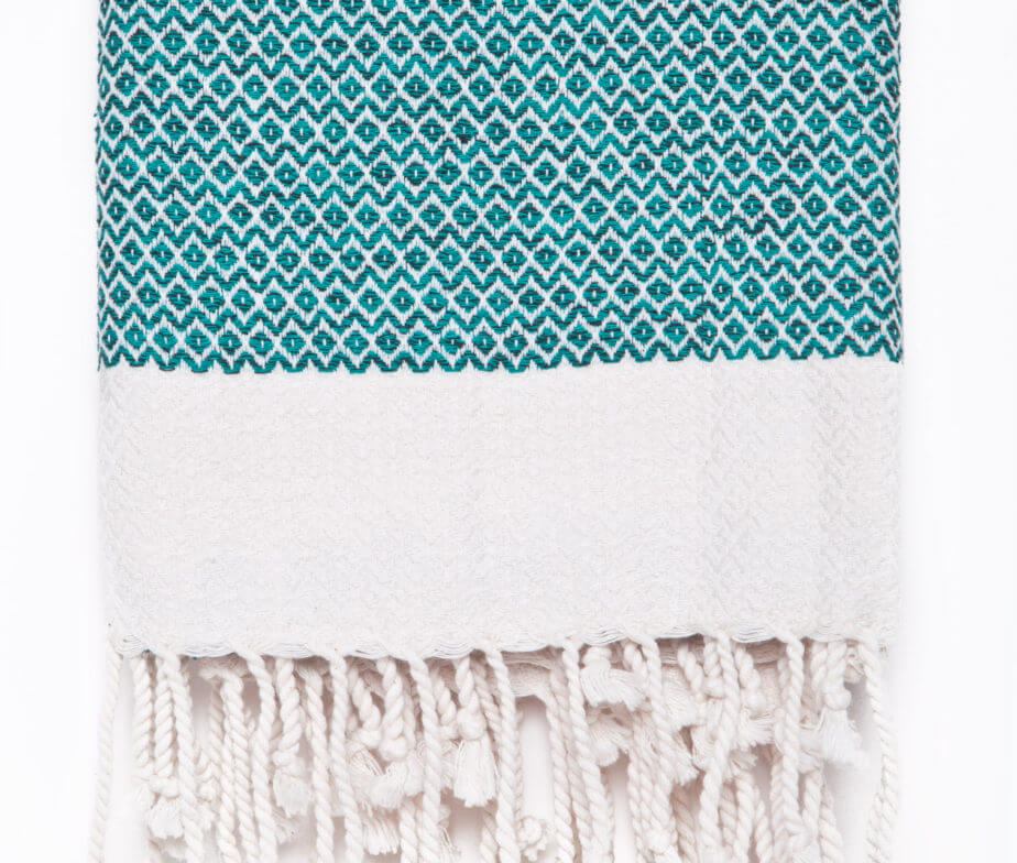 DIAMOND PREMIUM PESHTEMAL in Teal color made of 100% Turkish cotton by buldano in Turkey