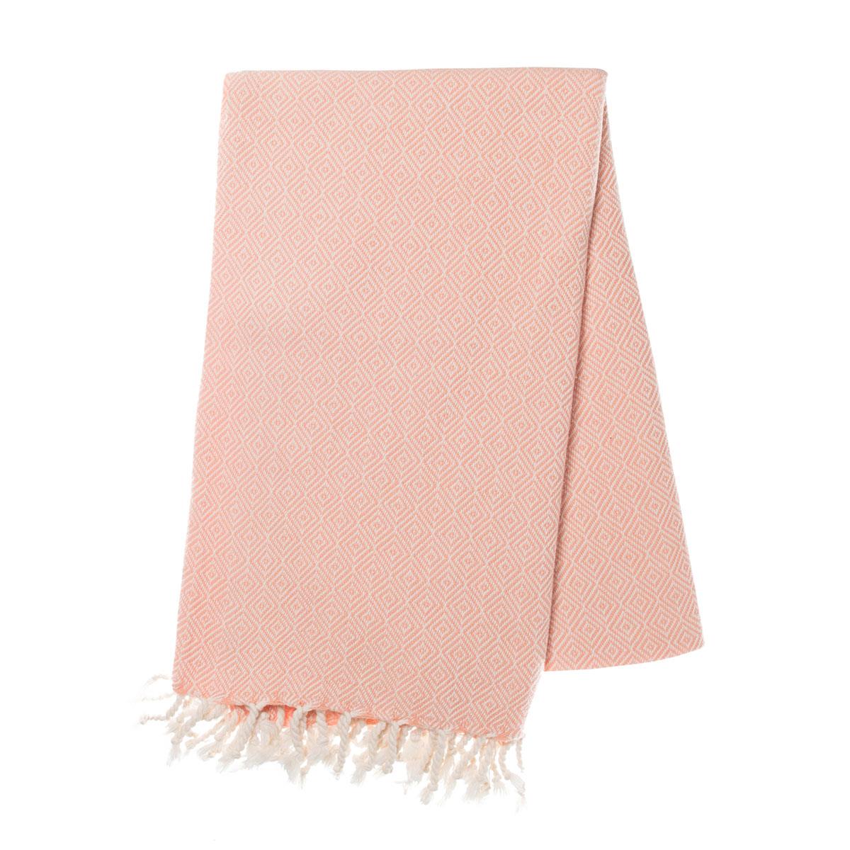 Diamond Weave Turkish Towel in Melon color made of 100% Turkish cotton Turkish Towel by buldano in Turkey