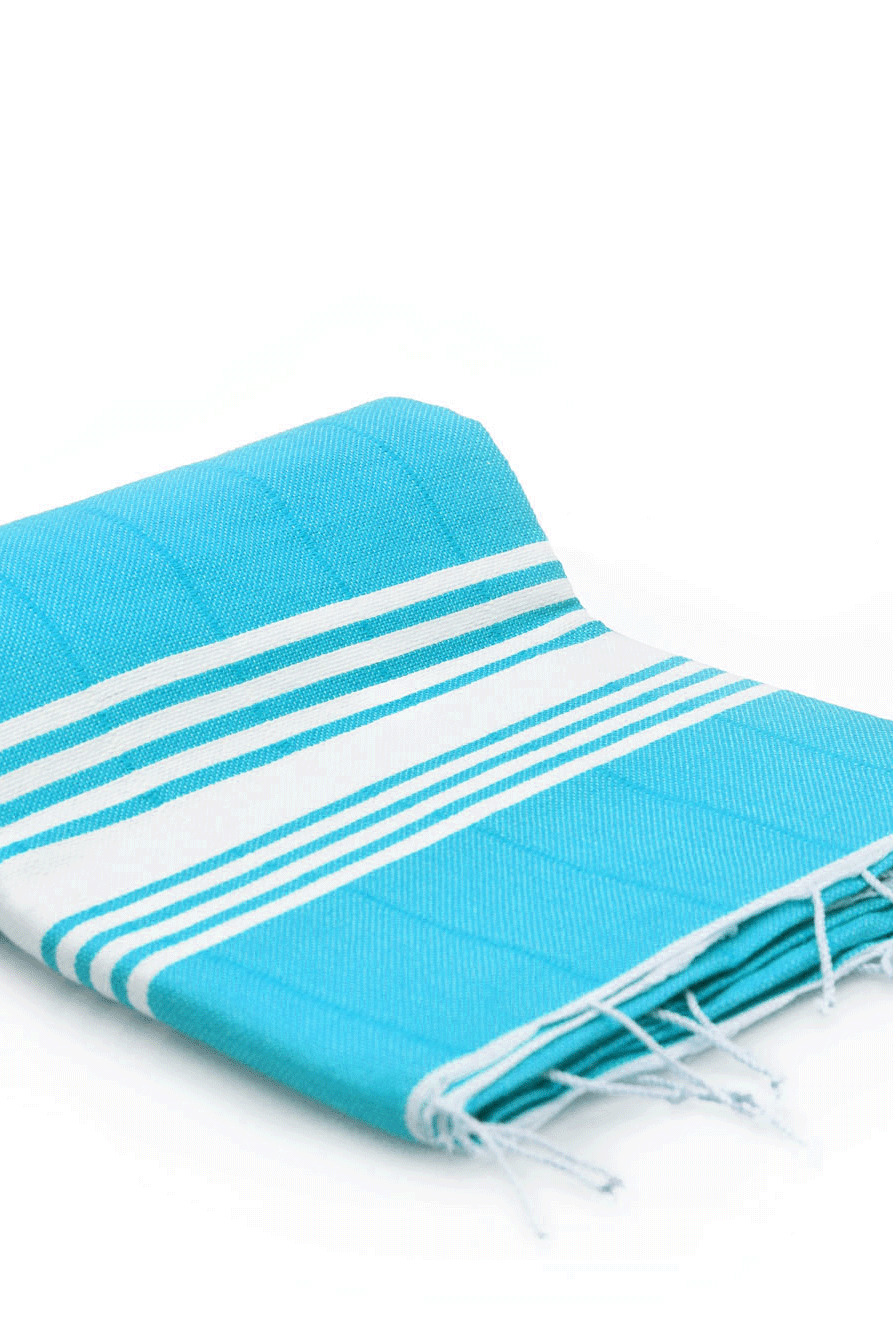 Double Woven Turkish Towel - SAMPLE SALE in Turquoise color made of 100% Turkish cotton Turkish Towel by buldano in Turkey