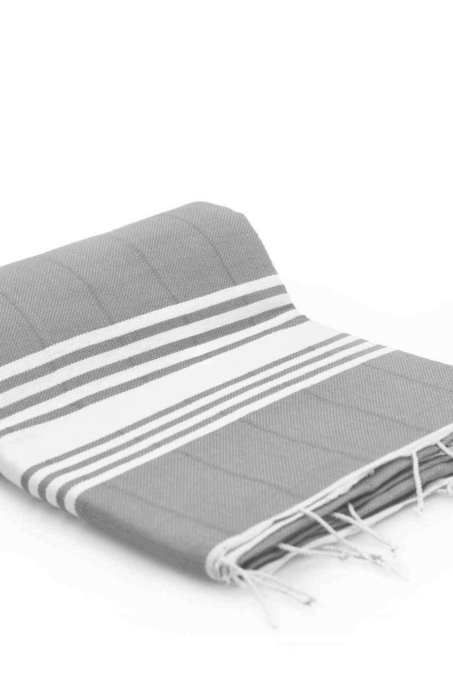 Double Woven Turkish Towel - SAMPLE SALE in Light Grey color made of 100% Turkish cotton Turkish Towel by buldano in Turkey