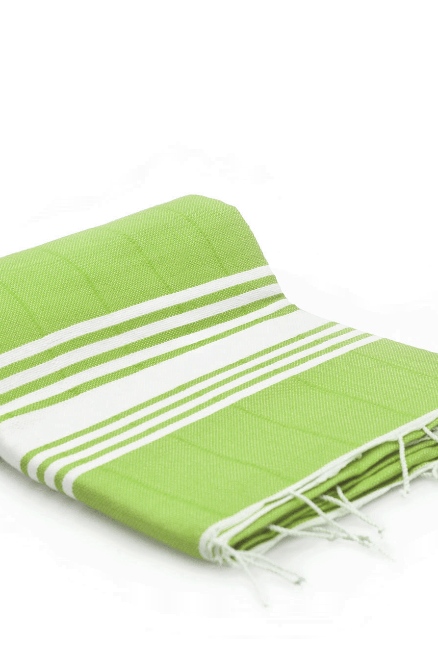 Double Woven Turkish Towel - SAMPLE SALE in Lime Green color made of 100% Turkish cotton Turkish Towel by buldano in Turkey
