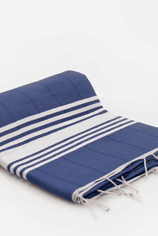 Double Woven Turkish Towel - SAMPLE SALE in Navy color made of 100% Turkish cotton Turkish Towel by buldano in Turkey