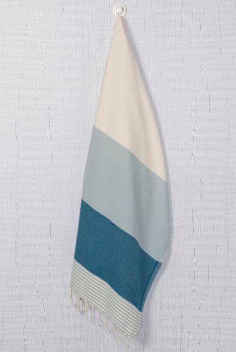 Multi Color Turkish Towel in Light Blue Petrol Natural color made of 100% Turkish cotton by buldano in Turkey